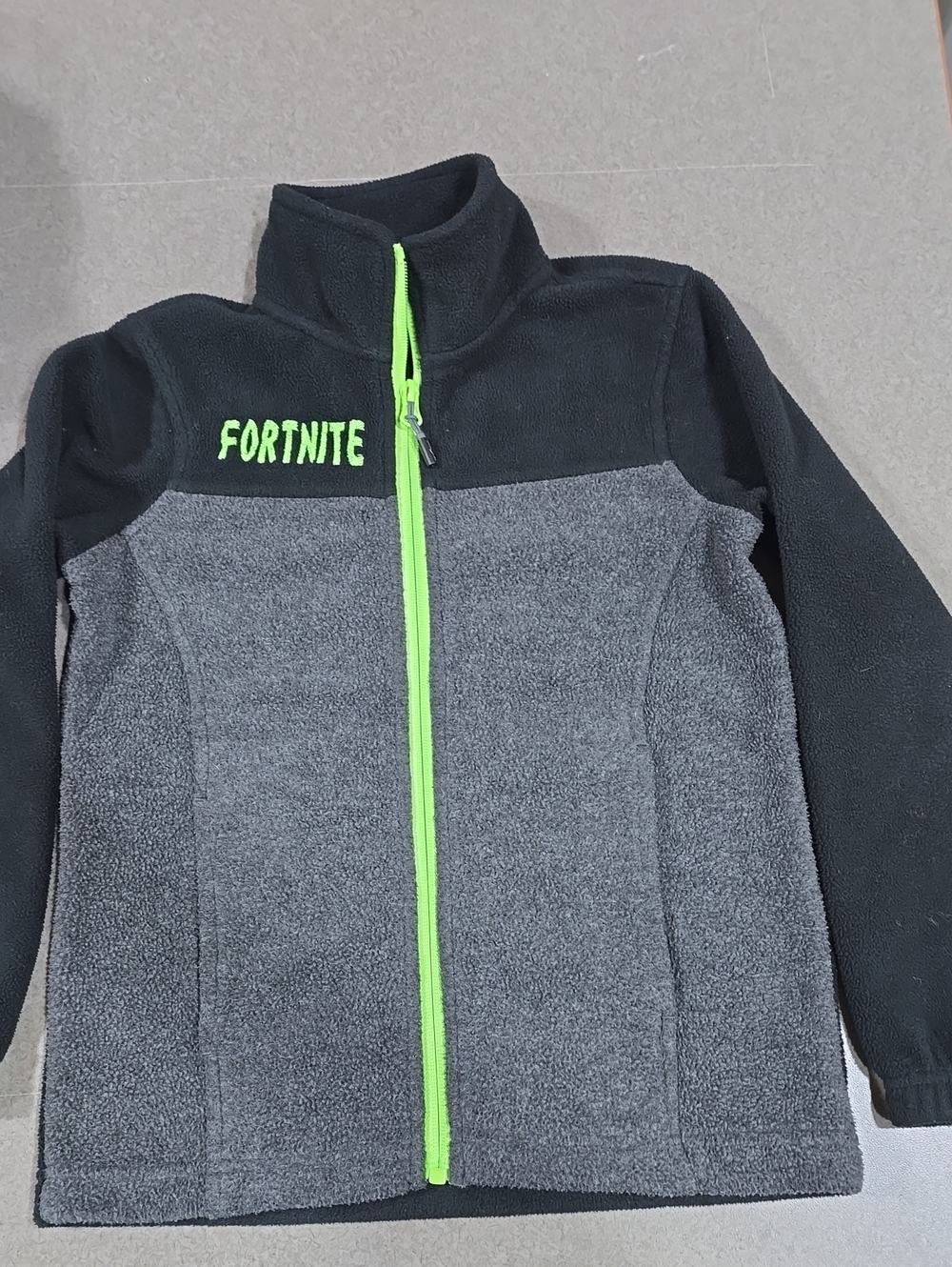 Custom Fortnite Fleece Jacket with Neon Green Zip